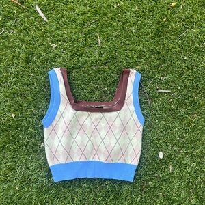 Cider Argyle Cropped Sweater